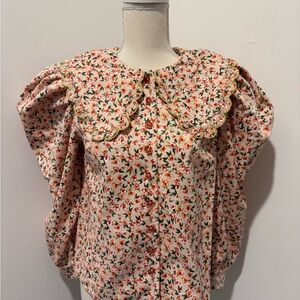 NWT CELIA B FLORAL PRINT CREW NECK BLOUSE XS
